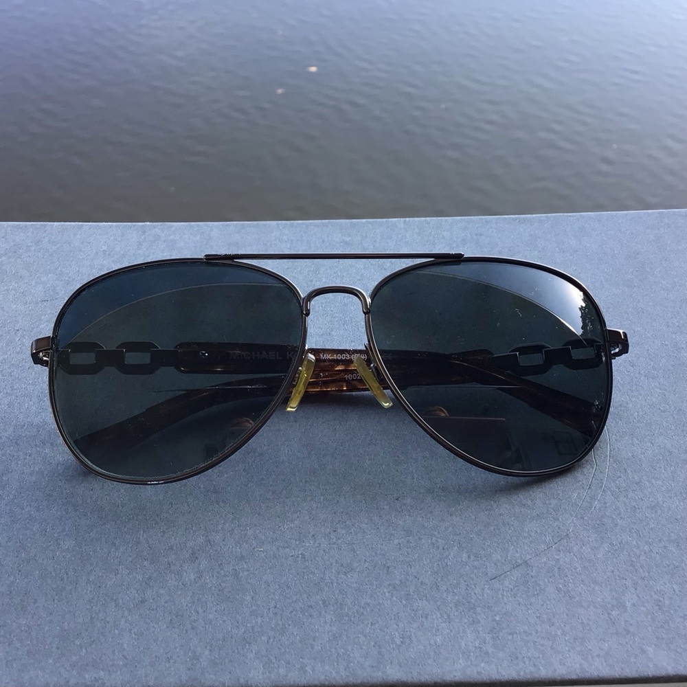 Michael Kors MK 1003 Fiji Tortoise Aviator Sunglasses with Dark Green Lenses
